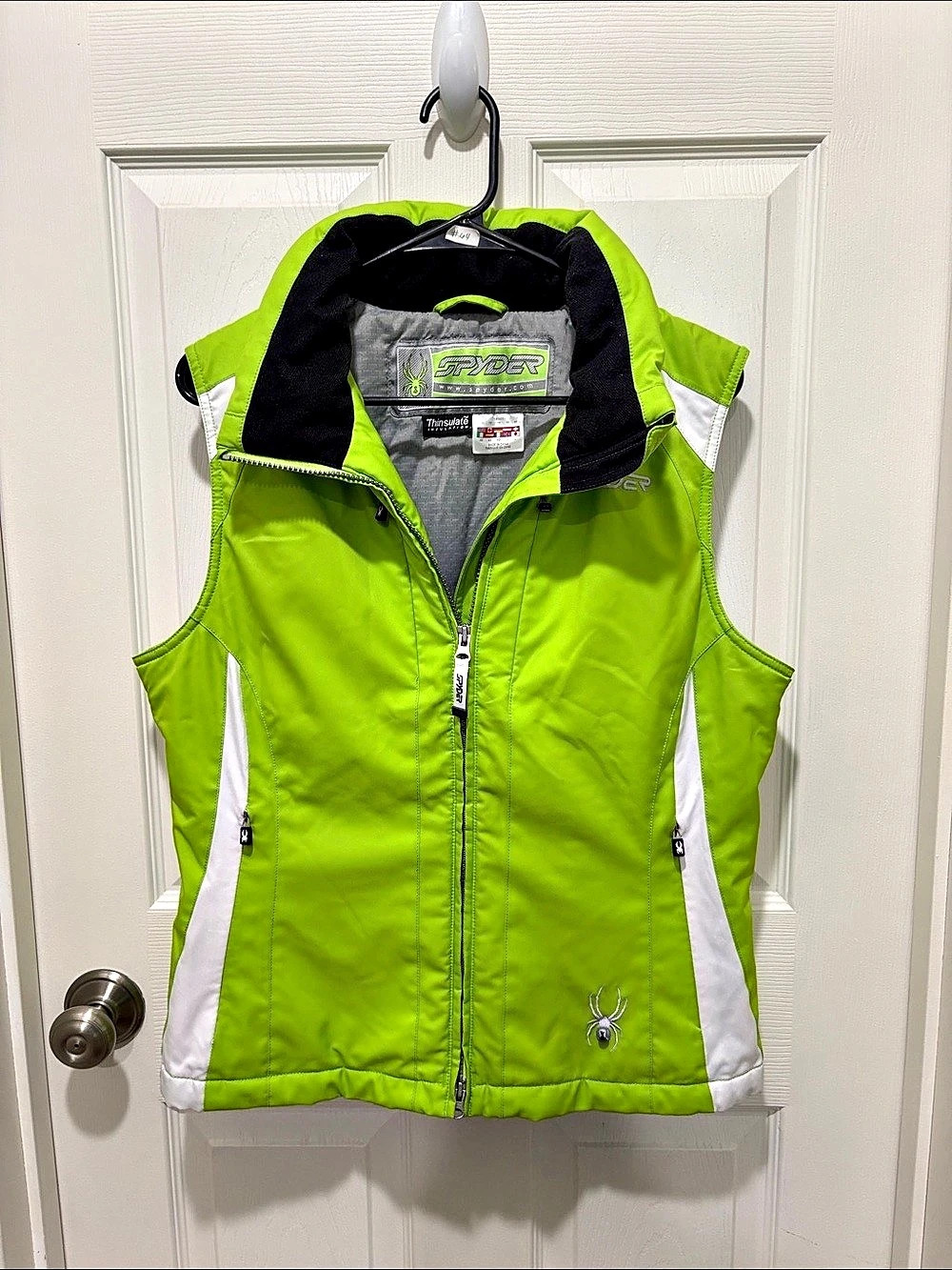 Ladies Spyder Insulated Vest Color Block Green & White Size 10